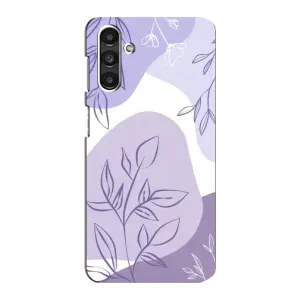 Силиконовый чехол с принтом в цветах на Samsung Galaxy M34 (5G) (Фиолетовые листья абстракция)