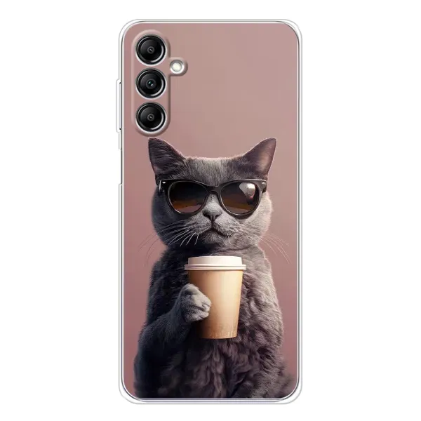 Чохол з принтом «Кіт з кавою» для Samsung Galaxy M36 5G