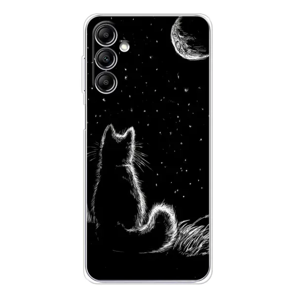 Чехол с принтом «Котик и луна» для Samsung Galaxy M36