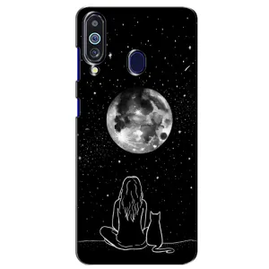 Чехол с рисунком кот на Samsung Galaxy M40 (Девушка с котом)