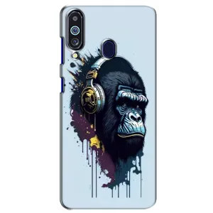 Чехол с Обезьянами Samsung Galaxy M40 - (AlphaPrint) (Горилла в наушниках)