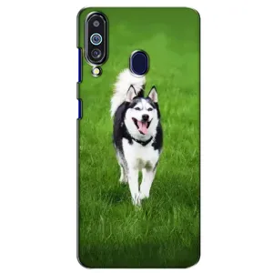 Чехол с Хаски для Samsung Galaxy M40 - (AlphaPrint) (Радостный Хаски)