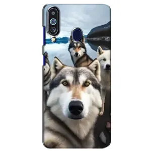 Чехол с Хаски для Samsung Galaxy M40 - (AlphaPrint) (Селфи ХАски)