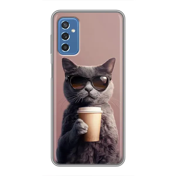 Чохол з принтом «Кіт з кавою» для Samsung Galaxy M52 5G (M526)