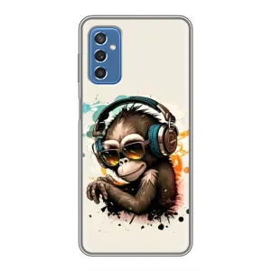 Чехол с Обезьянами Samsung Galaxy M52 - (AlphaPrint) (Макака в наушниках)