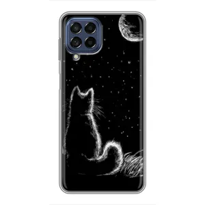 Чохол з принтом для Samsung Galaxy M53 (5G) (M536B) (AlphaPrint) Модні коти (Котик і місяць)