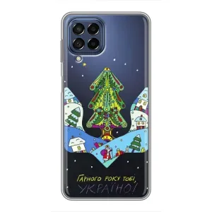 Зимні Чохли для Самсунг Галаксі М53 (5G) (M536B) - прозорий фон (Різдвяний герб)