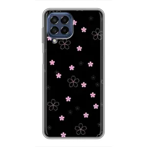 Чохол з розовим принтом для Samsung Galaxy M53 (5G) (M536B) (Рожеві квіти на чорному)