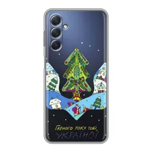 Зимні Чохли для Самсунг Галаксі М54 (5G) - прозорий фон (Різдвяний герб)