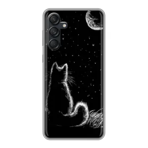 Чехол с принтом для Samsung Galaxy M55 5G (AlphaPrint) Модные коты (Котик и луна)