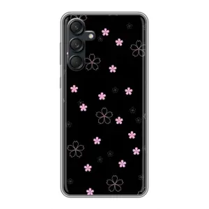 Чохол з розовим принтом для Samsung Galaxy M55 5G (Рожеві квіти на чорному)