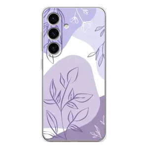Силконовий чохол з принтом в квітах на Samsung Galaxy M56 (Фіолетове листя абстракція)