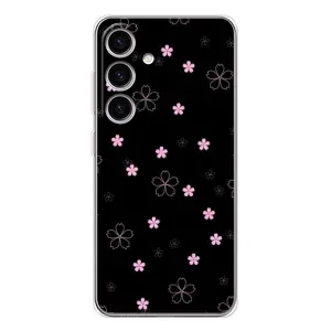 Чехол с принтом «Розовые цветы на черном» для Samsung Galaxy M56