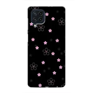 Чохол з розовим принтом для Samsung Galaxy M62 (Рожеві квіти на чорному)