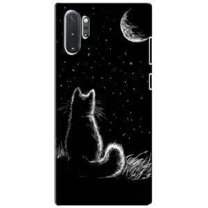 Чехол с принтом для Samsung Galaxy Note 10 Plus (AlphaPrint) Модные коты (Котик и луна)