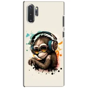 Чехол с Обезьянами Samsung Galaxy Note 10 Plus - (AlphaPrint) (Макака в наушниках)