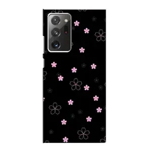 Чехол с розовым рисунком для Samsung Galaxy Note 20 Ultra (Розовые цветы на черном)