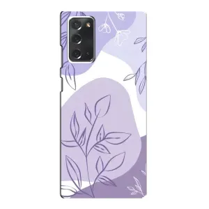 Силиконовый чехол с принтом в цветах на Samsung Galaxy Note 20 (Фиолетовые листья абстракция)