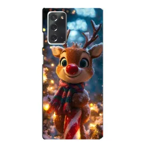 Яркий чехол для Samsung Galaxy Note 20 с Зимними Оленятами (Олень с шарфом)