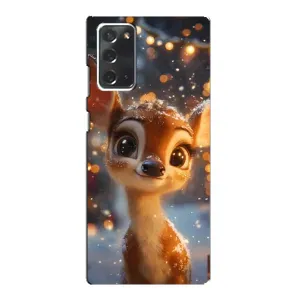 Яркий чехол для Samsung Galaxy Note 20 с Зимними Оленятами (Олененок среди гирлянд)