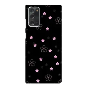 Чехол с розовым рисунком для Samsung Galaxy Note 20 (Розовые цветы на черном)