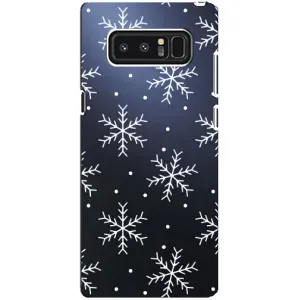 Зимні Чохли для Самсунг Ноут 8, N950 - прозорий фон (Білі сніжинки)