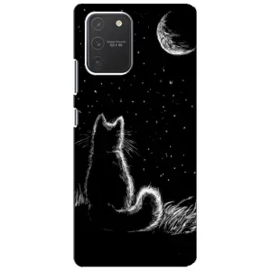 Чохол з принтом для Samsung Galaxy S10 Lite (AlphaPrint) Модні коти (Котик і місяць)