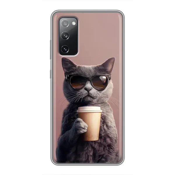 Чехол с принтом «Кот с кофе» для Samsung Galaxy S20 FE