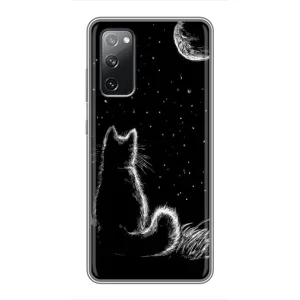 Чехол с принтом для Samsung Galaxy S20 FE (AlphaPrint) Модные коты (Котик и луна)