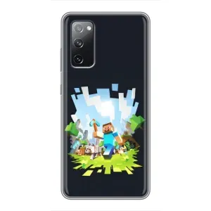 Чехол Майнкрафт на Samsung Galaxy S20 FE (AlphaPrint) Minecraft (персонажи Minecraft)