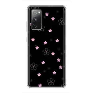 Чехол с розовым рисунком для Samsung Galaxy S20 FE (Розовые цветы на черном)