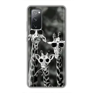 Силиконовый чехол с КАРТИНКАМИ лето для Samsung Galaxy S20 FE (AlphaPrint) (Жирафы в очках)