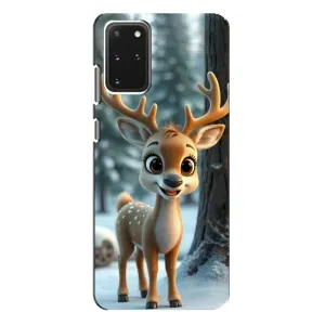 Яркий чехол для Samsung Galaxy S20 Plus с Зимними Оленятами (Олененок в лесу)