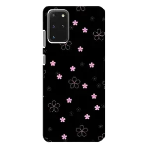 Чохол з розовим принтом для Samsung Galaxy S20 Plus (Рожеві квіти на чорному)