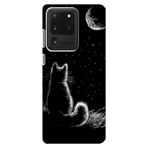 Чохол з принтом для Samsung Galaxy S20 Ultra (AlphaPrint) Модні коти (Котик і місяць)