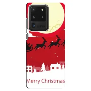 Рождественские Чехлы для Samsung Galaxy S20 Ultra (VPrint) (Санта с оленями)