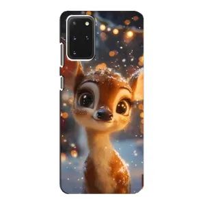 Яркий чехол для Samsung Galaxy S20 с Зимними Оленятами (Олененок среди гирлянд)