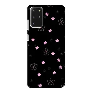 Чохол з розовим принтом для Samsung Galaxy S20 (Рожеві квіти на чорному)