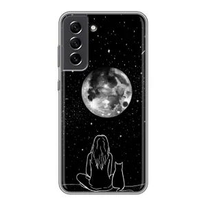 Чехол с рисунком кот на Samsung Galaxy S21 FE (Девушка с котом)