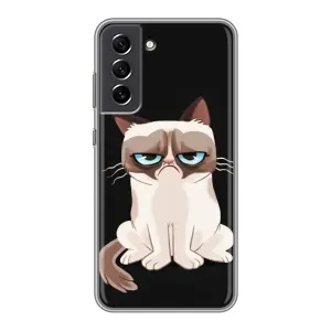 Чехол с принтом для Samsung Galaxy S21 FE (AlphaPrint) Модные коты (Грустный кот)