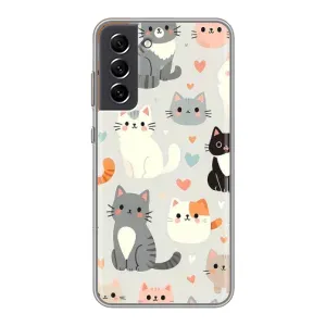 Чехол с рисунком кот на Samsung Galaxy S21 FE (Коллаж котов)