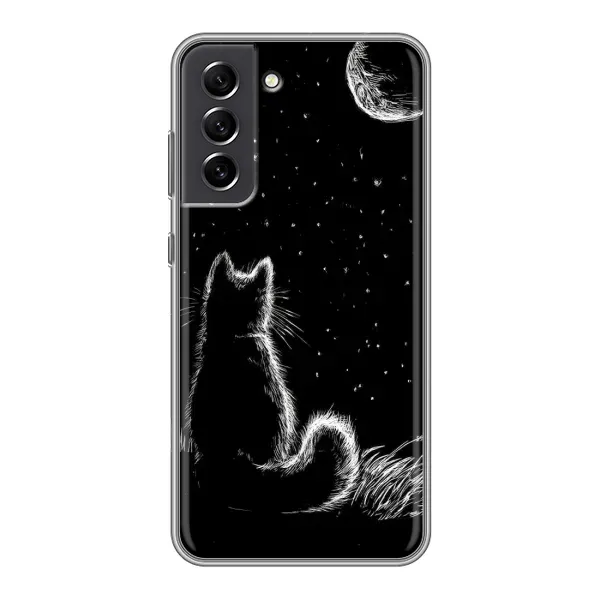 Чохол з принтом «Котик і місяць» для Samsung Galaxy S21 FE Чохол з принтом «Котик і місяць» для Samsung Galaxy S21 FE