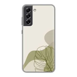 Силиконовый чехол с принтом в цветах на Samsung Galaxy S21 FE (Зеленая монстера дизайн)