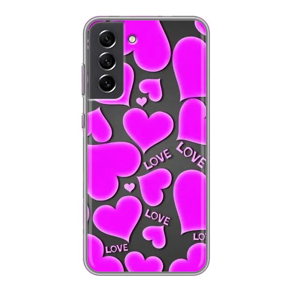 Чохол з принтом «Pink hearts» для Samsung Galaxy S21 FE