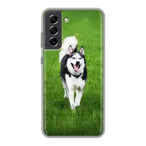Чехол с Хаски для Samsung Galaxy S21 FE - (AlphaPrint) (Радостный Хаски)