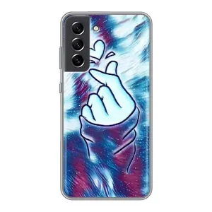 Чехол с принтом для Samsung Galaxy S21 FE (AlphaPrint - Знак сердечка) (Радужное сердце)