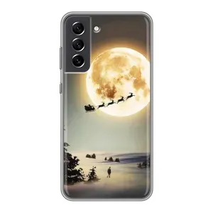 Новорічні, Святкові Чохли для Samsung Galaxy S21 FE - 2024 год (Санта на місяці)