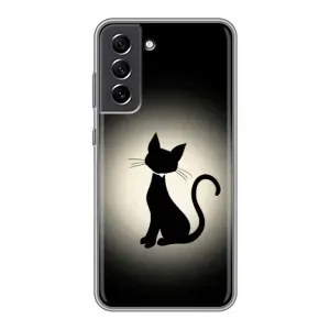 Чехол с принтом для Samsung Galaxy S21 FE (AlphaPrint) Модные коты (Силуэт котика)