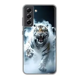 Чохол з картинкою 'Хижаки' для Samsung Galaxy S21 FE (Білий тигр у диму)