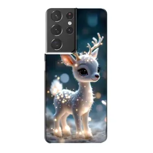 Яркий чехол для Samsung Galaxy S21 Plus с Зимними Оленятами (Блестящий олененок)